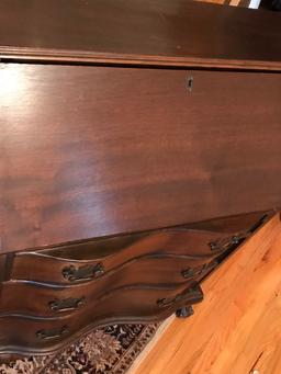 Beautiful Vintage 3 Drawer Secretary with Curved Front & Claw Feet