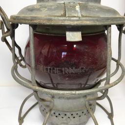 Antique Adlake Southern Railway Railroad Lantern with Red Globe