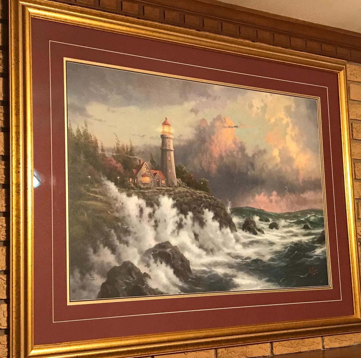 Impressive Thomas Kinkade "Conquering the Storms" – Limited Edition Gilt Framed & Matted Print