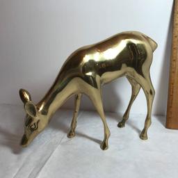 Large Vintage Brass Deer Figurine - Made in Korea