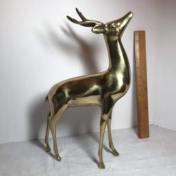 Large Vintage Brass Buck Figurine