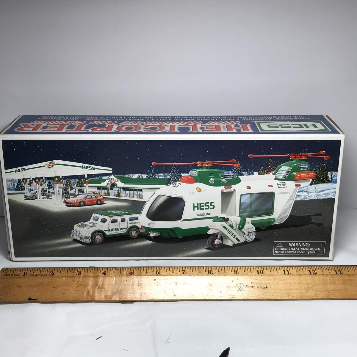 2001 HESS Helicopter with Motorcycle and Cruiser - Never Used - In Box