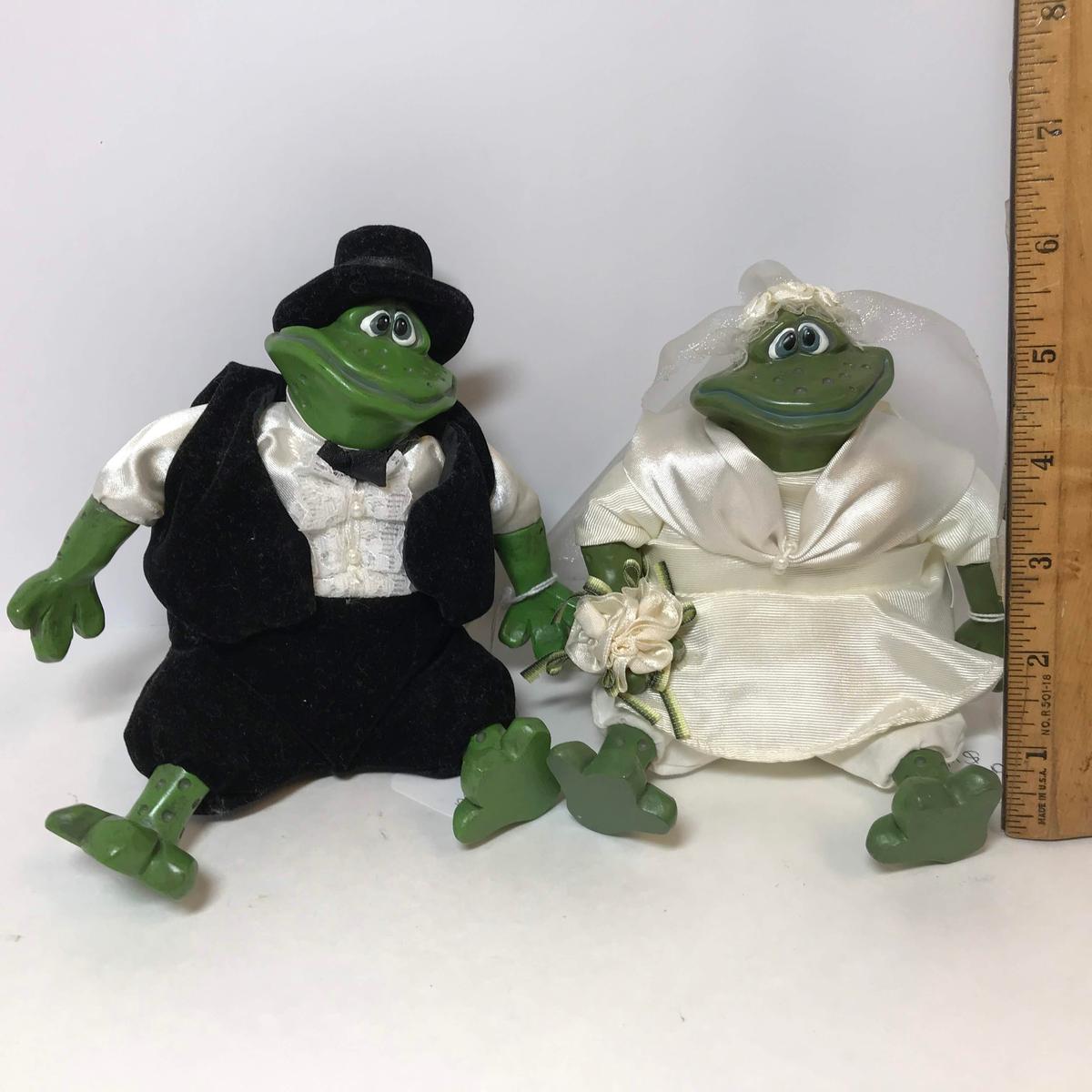 Mr. & Mrs. Pondhopper Bride & Groom Frogs with Plush Bodies