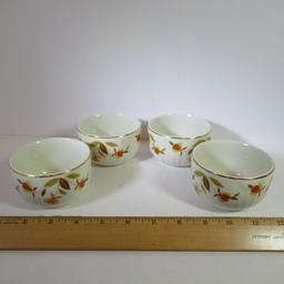 Hall Jewel Tea "Autumn Leaf" Custard Cups Rayed Set of 4