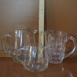 Cristal d' Arques France Lead Crystal Pitcher & 2 Glass Pitchers