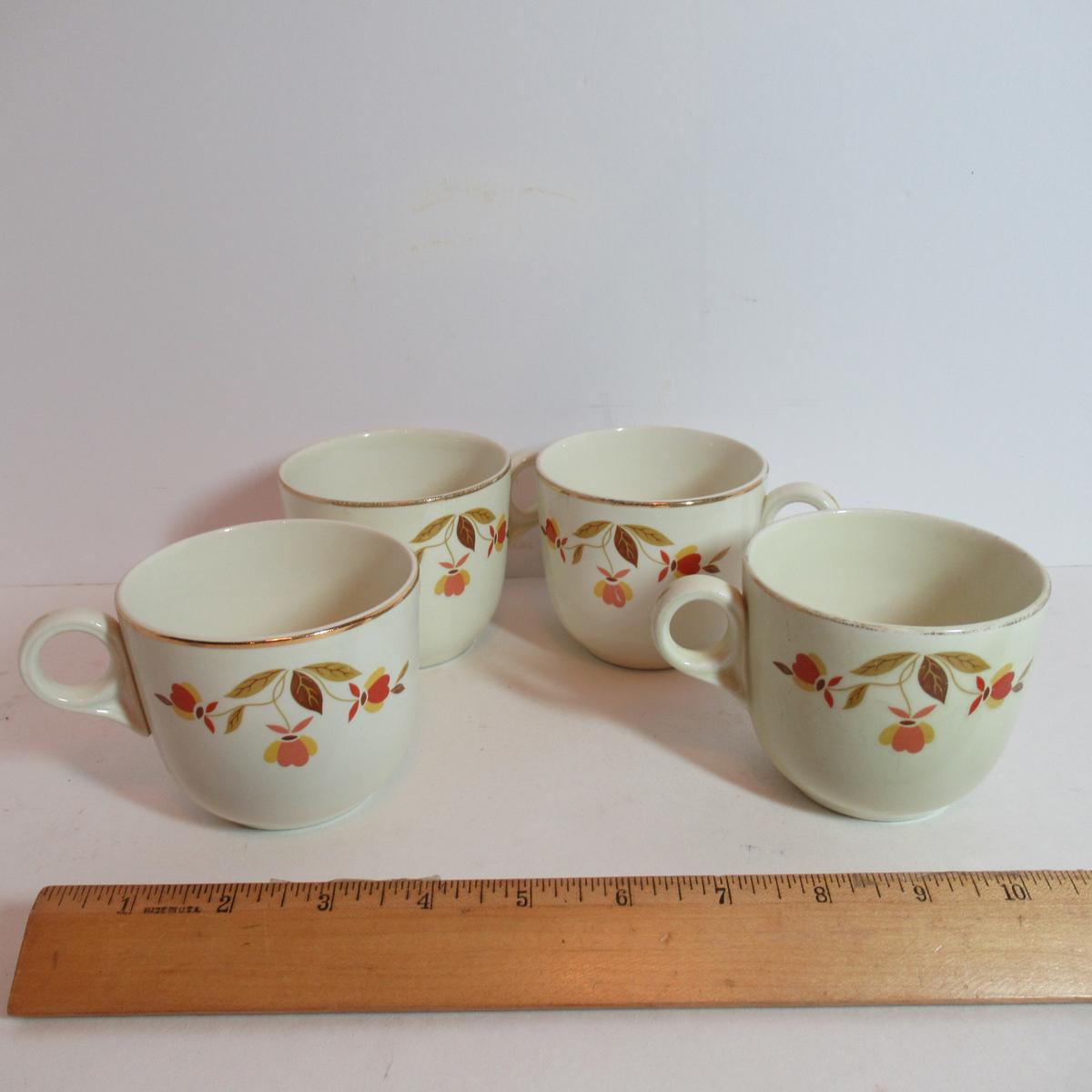 Hall Jewel Tea "Autumn Leaf" Coffee Cups Lot of 4