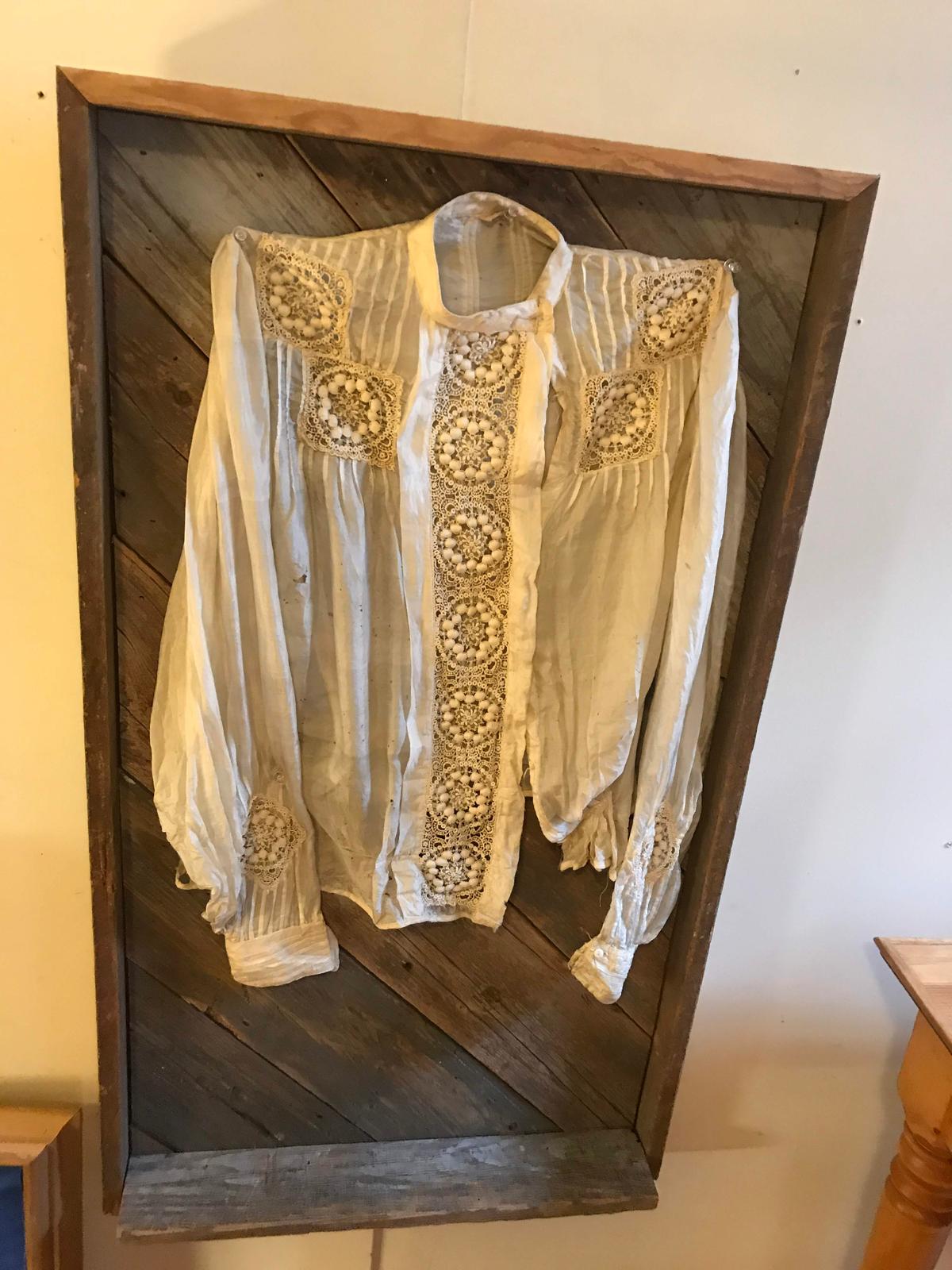 Antique Victorian Blouse on Reclaimed Wooden Frame