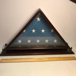 Awesome Wooden Mantle Flag Holder with Brass Eagles