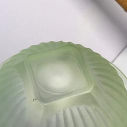 Vintage Ribbed Vaseline Glass Small Mixing Bowl