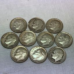 Lot of 10 Silver Dimes