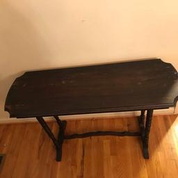 Depression Era Wooden Sofa Table with Turned Legs & Stretcher Base