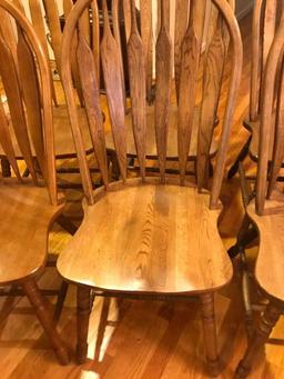 Set of 6 Oak Arrow Back Dining Chairs