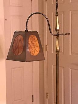 Vintage Brass Floor Lamp with Shade