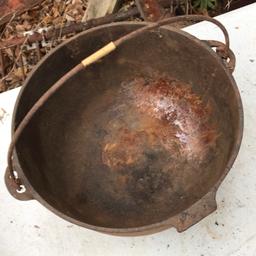 Antique Cast Iron 9” Wide Cauldron