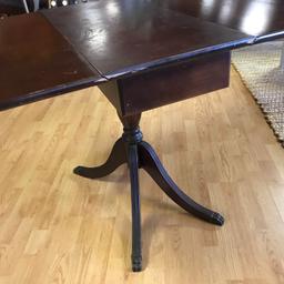 Vintage Duncan Phyfe Style Drop Leaf Table with Brass Claw Feet