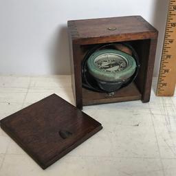 Vintage Nautical Compass in Wooden Dove-Tailed Box