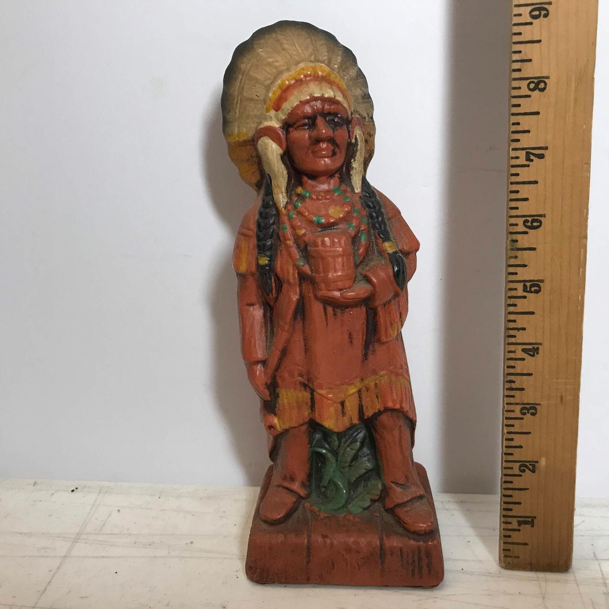 Vintage Plaster Native American Coin Bank