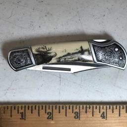 Pocket Knife with Moose Scene