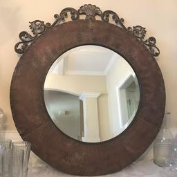 Large Decorative Mirror with Ornate Metal Frame