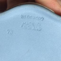 Vintage Wedgwood Blue Jasperware Powder Dish w/ Lid. Signed on Bottom