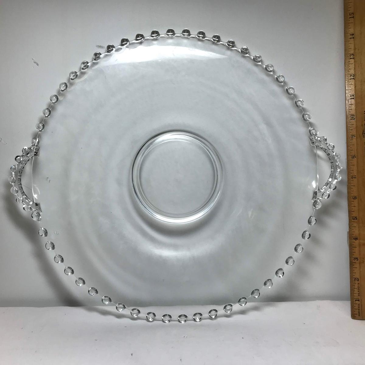 Double Handled Vintage Candlewick Glass Platter