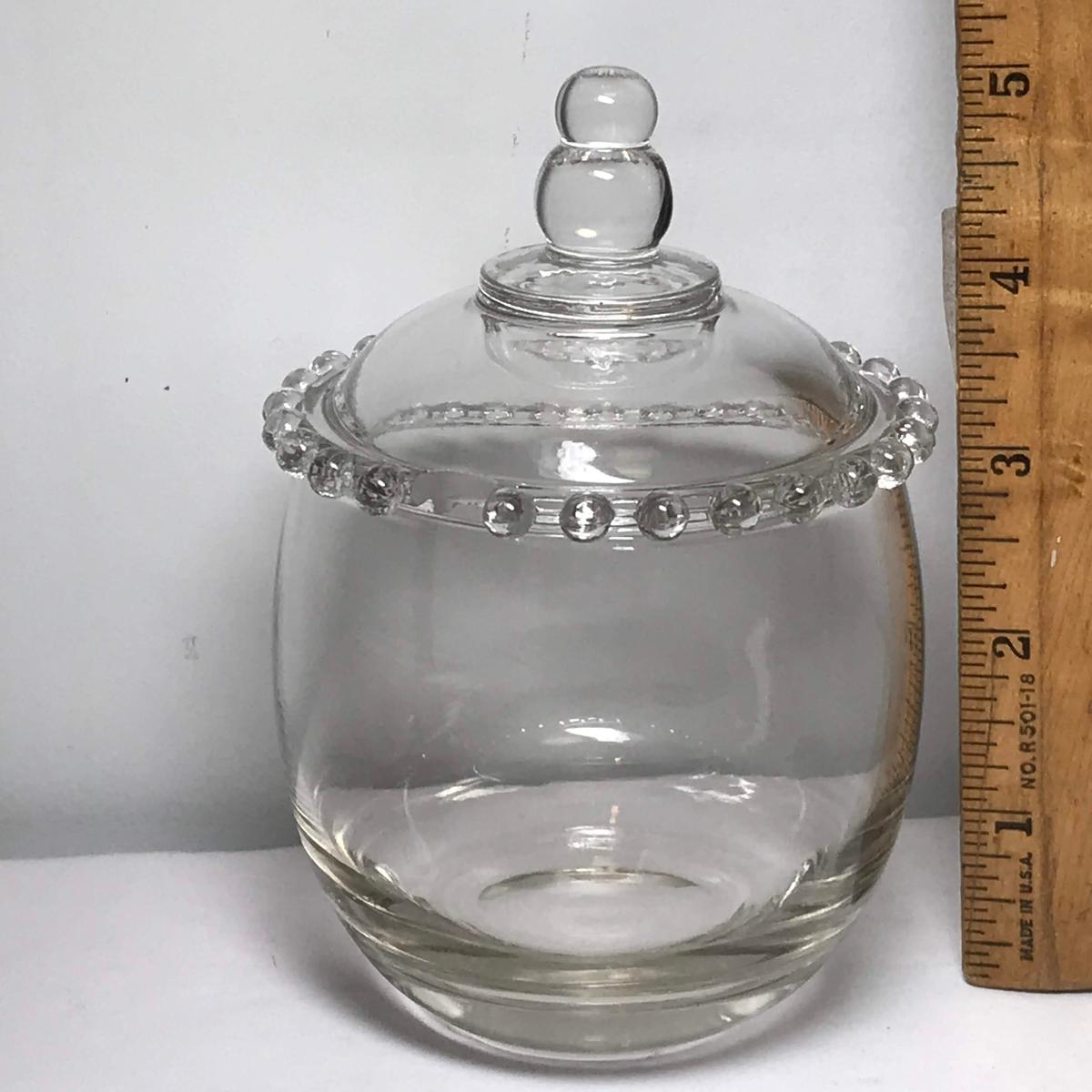 Vintage Candlewick Glass Condiment Jar with Lid