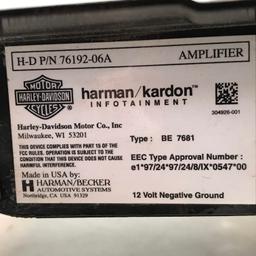 Harley Davidson Harman/Kardon Amplifier H-D P/N 76192-06A Mounted on Luggage Rack