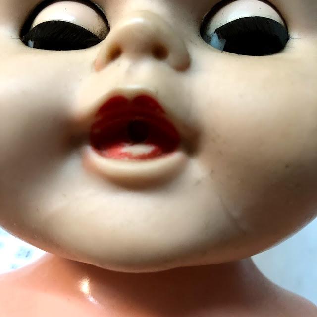 Vintage Rubber Doll W/Open Shut Green Eyes