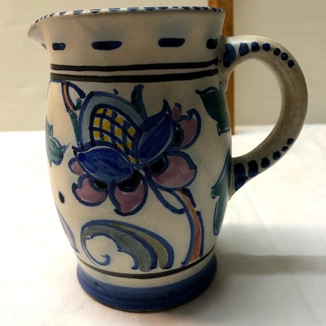 English Hand-Painted Pottery Pitcher