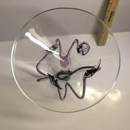 Alicja Handmade Art Glass Dish with Purple Swirl Legs