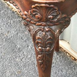 Amazing Intricately Carved Side Table with Queen Anne Legs & GLass Top