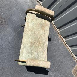 Early Brass Vanity Seat with Upholstered Seat