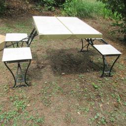 Vintage Folding Suitcase Picnic Table & Chair Combination by  Milwaukee Metal - Made in USA