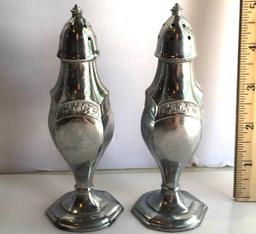 Pair of Vintage Heavy Silver Plated Salt and Pepper Shakers