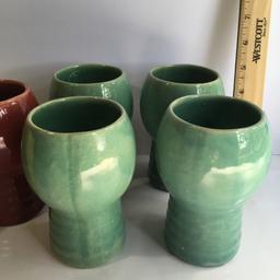 Set of 9 Vintage Ceramic Goblets