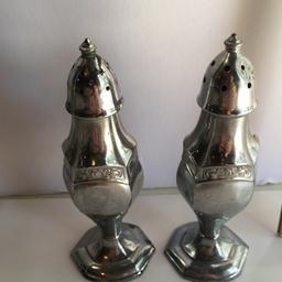 Pair of Vintage Heavy Silver Plated Salt and Pepper Shakers