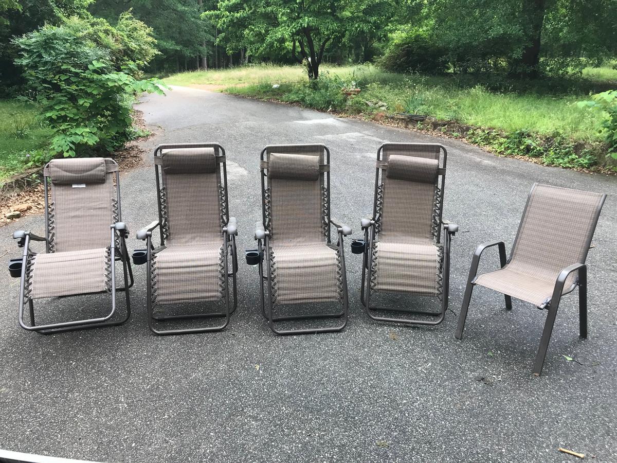 Awesome Lot of Reclining Outdoor Chairs with Cup Holders & Arm Chair - Never Used