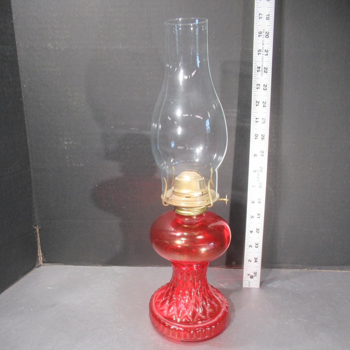 Red Glass Oil Lamp