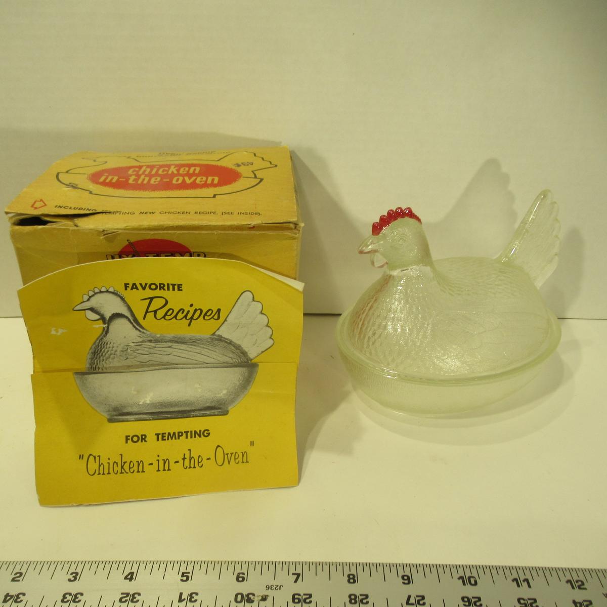 Chicken In The Oven With Recipes Hy-Temp Oven Ware by Indiana Glass Co. with Original Box!