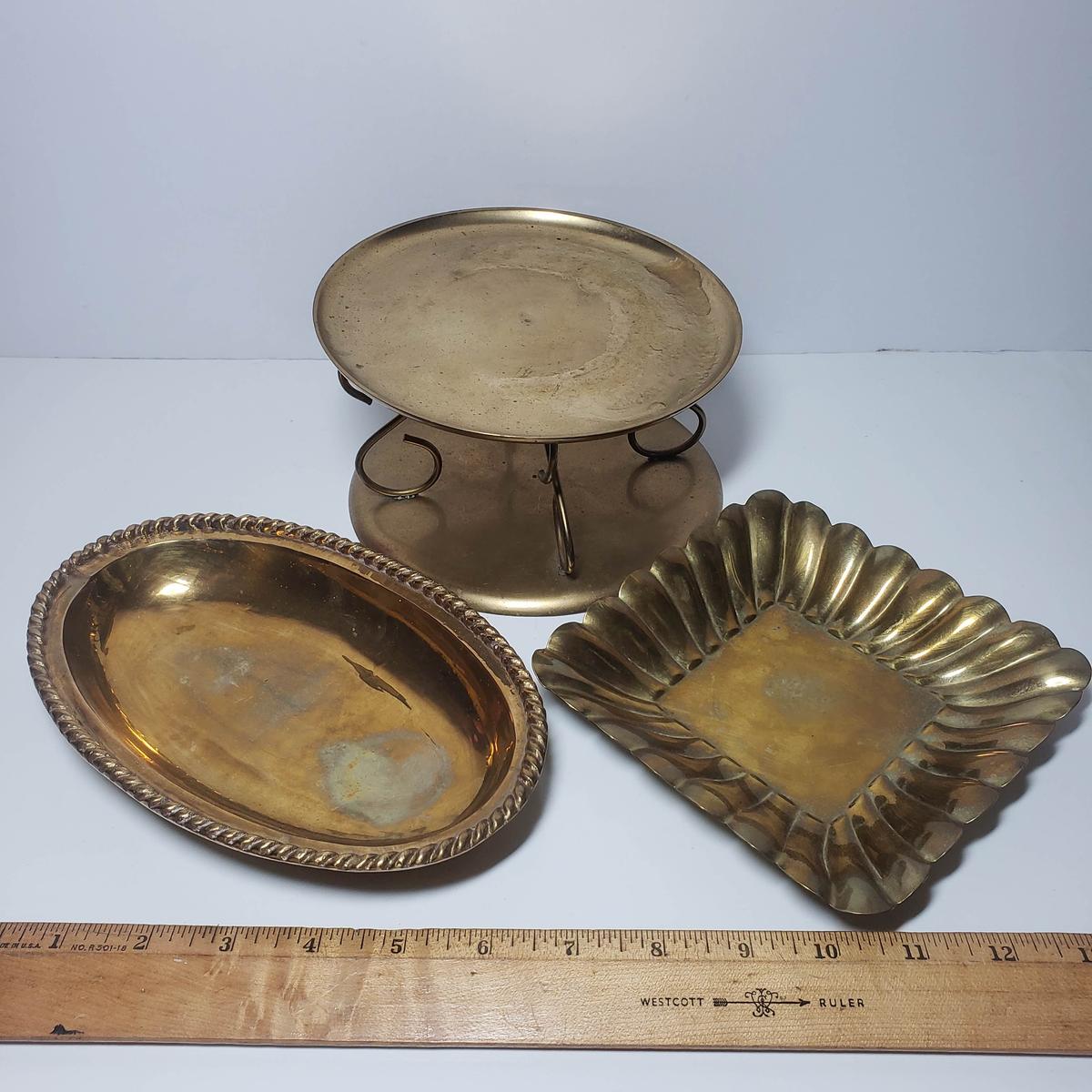 Vintage Brass Tray Set of 3