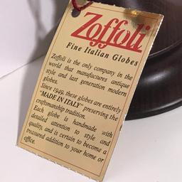 Zoffoli Hand Made Wooden Italian Globe with Original Hang Tag