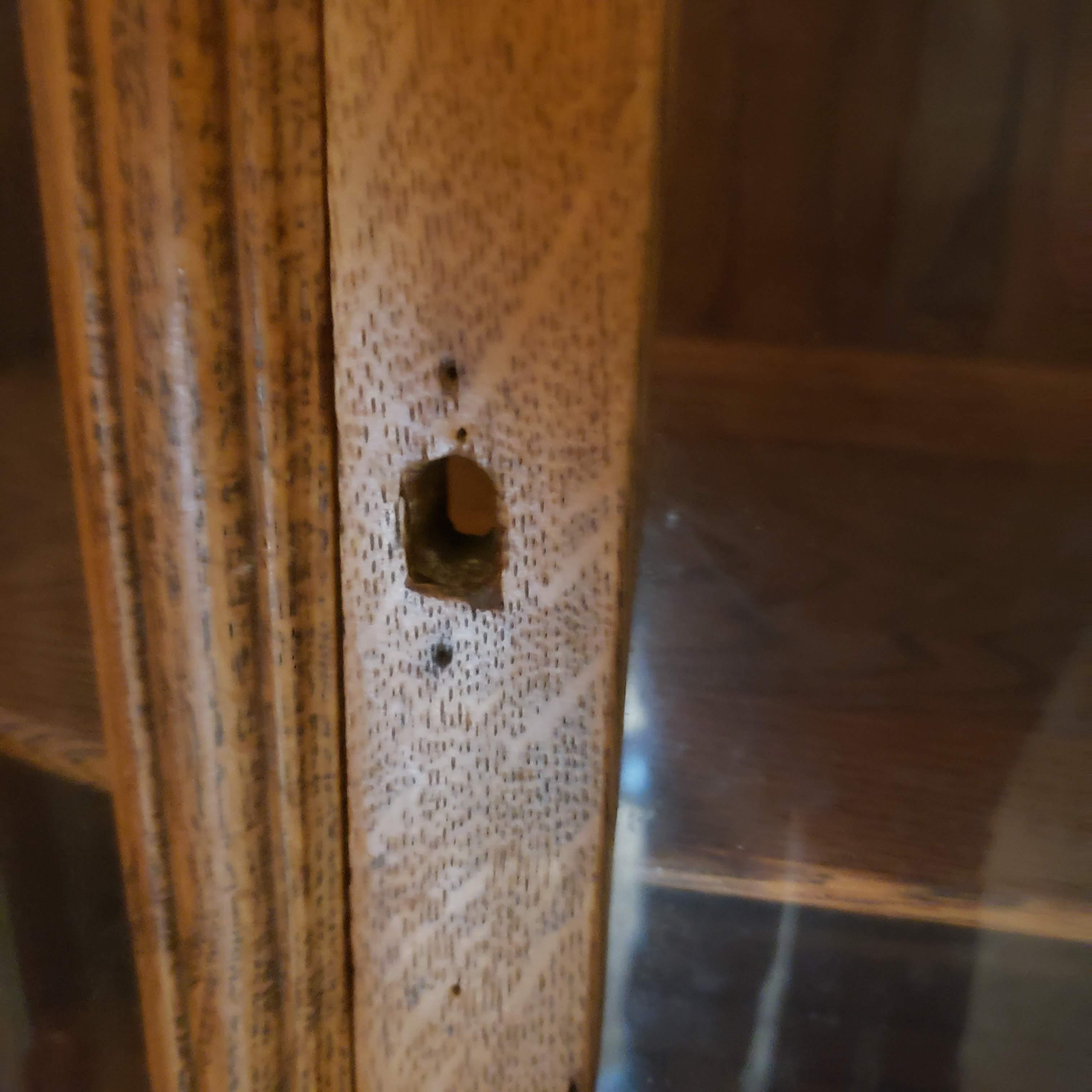 Vintage Oak Curio Cabinet with Rounded Glass