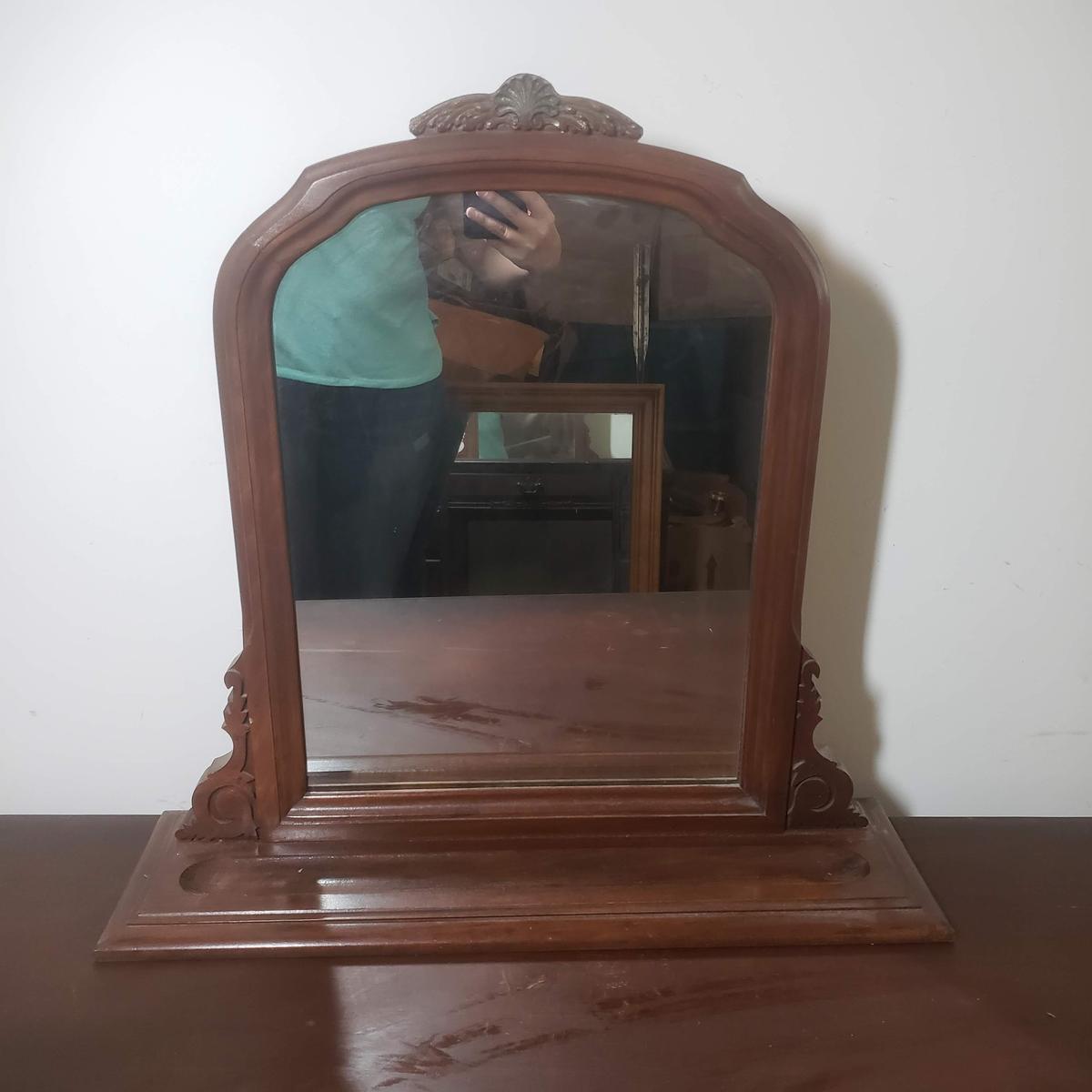 Vintage Wood Shaving Mirror