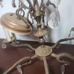 Vintage Ornate Brass Six Light Chandelier