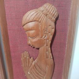 Vintage Carved Wood Man and Woman Figural Art