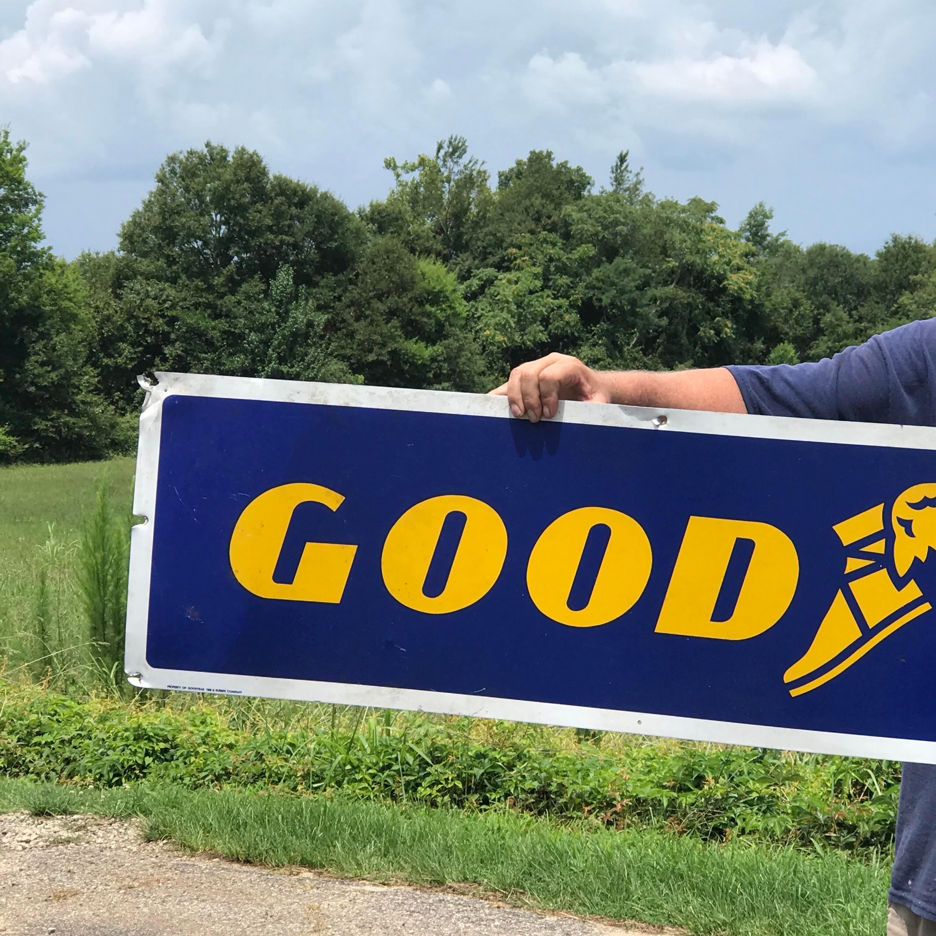 Large Vintage Metal Good Year Tires Advertisement Sign