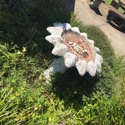 White Concrete Bird Bath