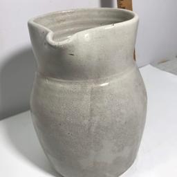 Awesome Early Hand Thrown Pottery Pitcher with Ribbed Interior