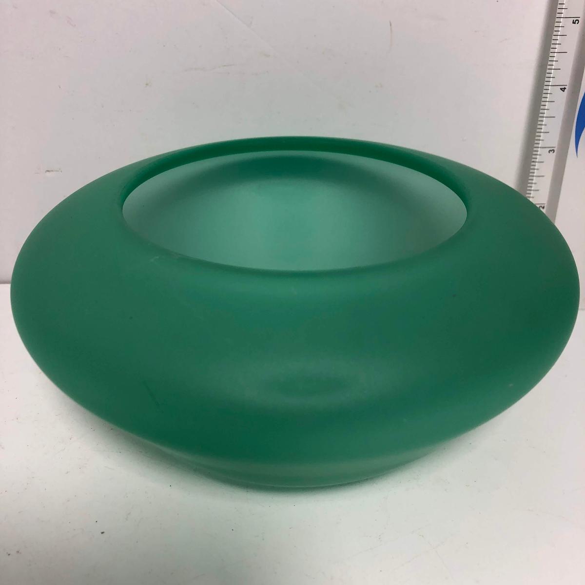 Round Green Glass Planter Bowl