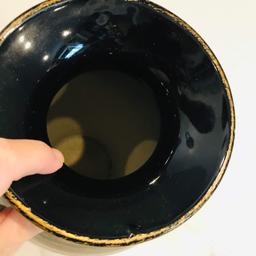 Tall Black & Gold Pottery Vase